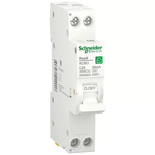 Диференціальний автомат Schneider Electric Resi9 RCBO 25A C 1P+N 30mA А 6kA (R9D88625)