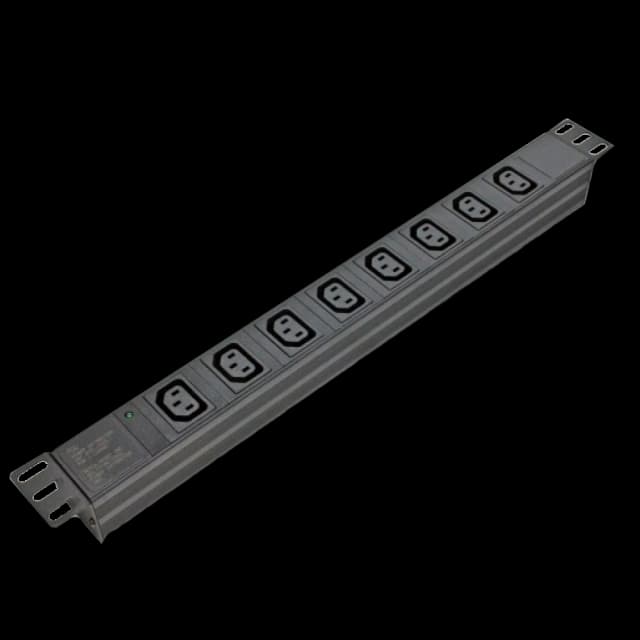 Блок 19" на 8 роз. С13, 10А, з індикат., без шнура, чорний, 1U, Kingda Kingda KD-IEC1008WKPB19A-C14