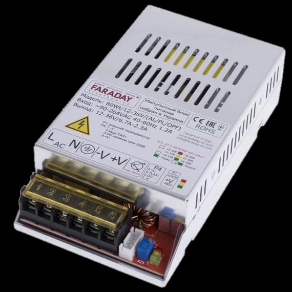 Блок живлення Faraday Electronics 80Wt/12-36V/ALU 11.8-37.5В 6.7-2.7А