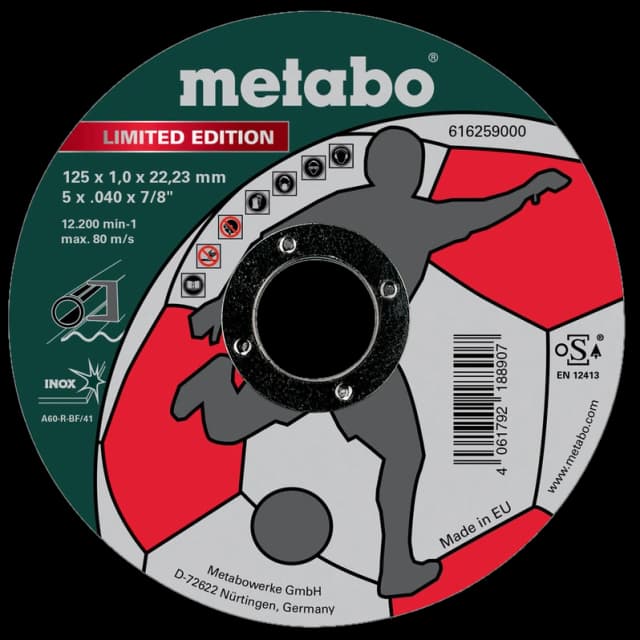 Відрізний круг по металу 125 x 1,0 x 22,23 мм, Inox, TF 41 Metabo Limited Edition Soccer (616259000)
