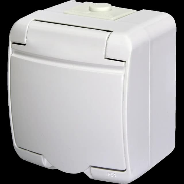 Розетка 1-на з з/к Schuko RHE-1s (біла/біла кришка, IP54) ETI 4668015 Hermetics