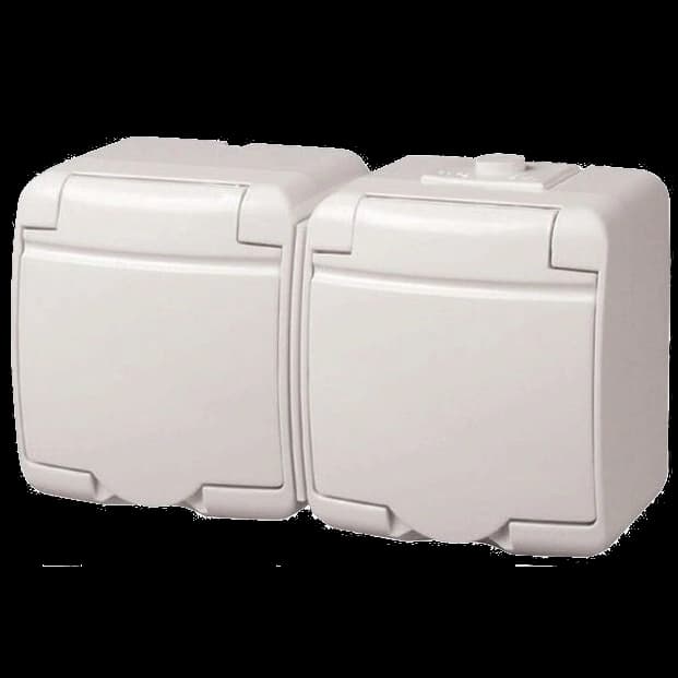 Розетка 2-на з з/к Schuko RHE-2s(біла/біла кришка, IP54) ETI Hermetics 4668019