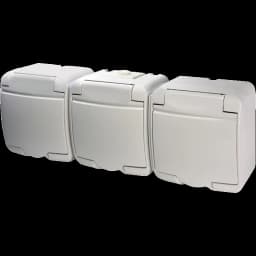 Розетка 3-на з з/к Schuko RHE-3s (біла/біла кришка, IP54) Hermetics ETI 4668023