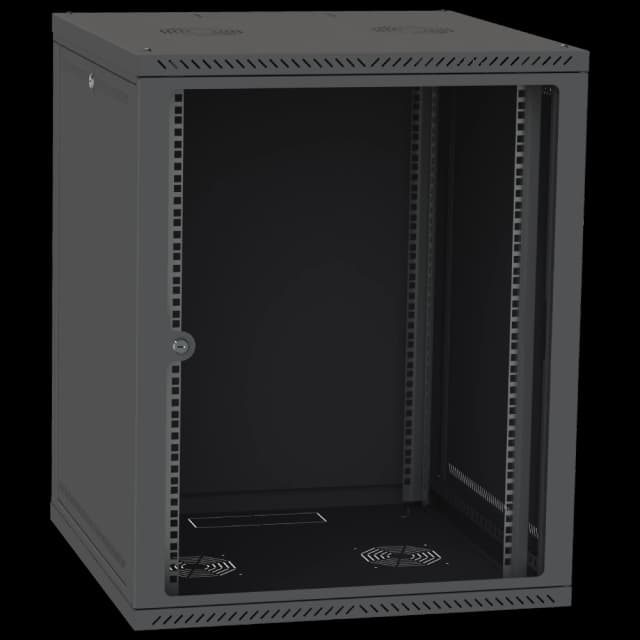 Шафа телекомунікаційна двері скло (чорна) IPCOM 15U 600x600