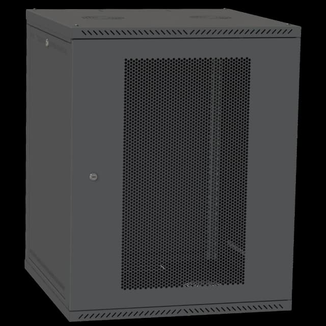 Шафа телекомунікаційна двері перф(чорна) IPCOM 15U 600x600